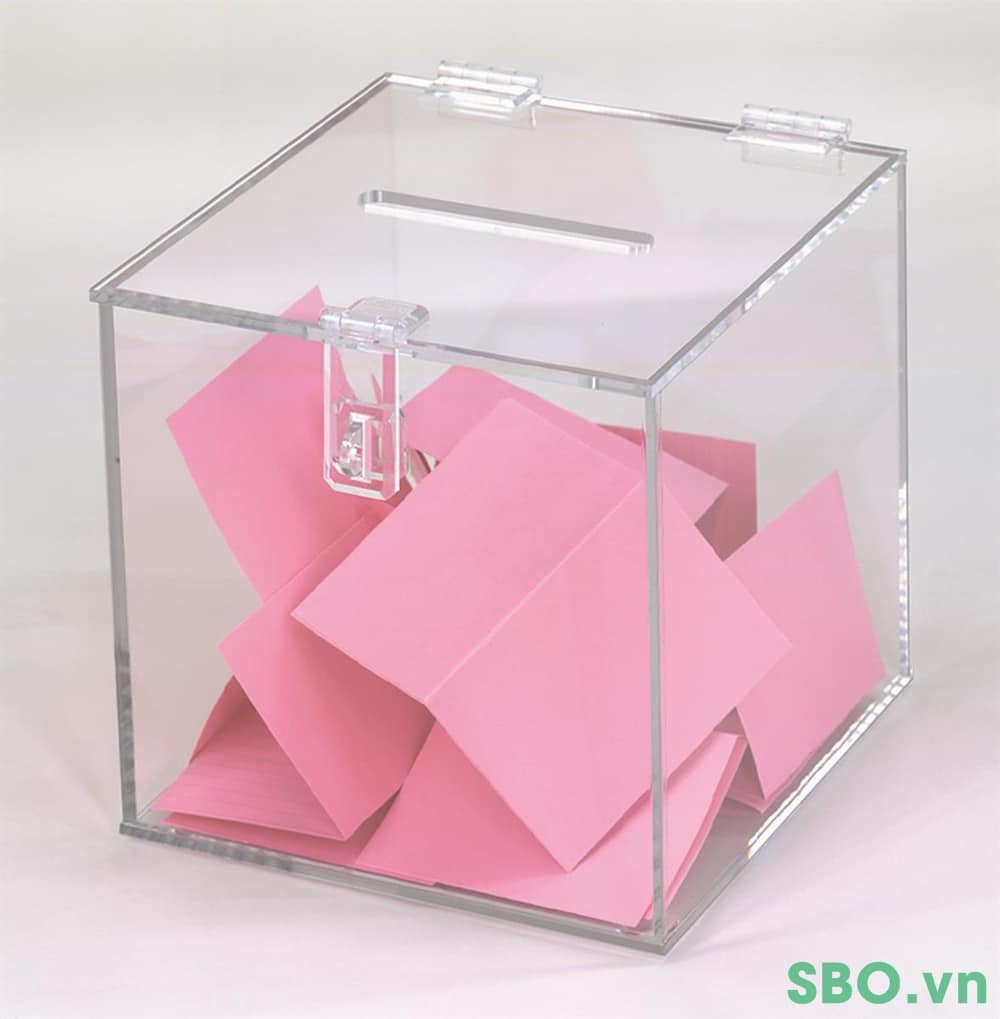 thung dung bo phieu bang mica hộp đựng bỏ phiếu, thùng tiền bằng mica