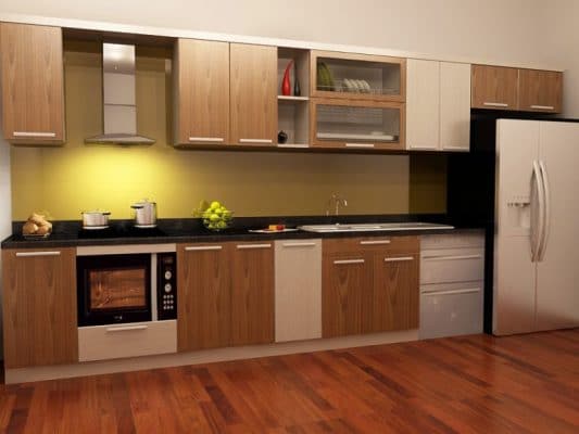 tủ bếp âm tường bằng pvc gỗ nhựa