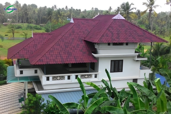 onduvilla 7 Lợp mái biệt thự bằng ngói Onduvilla màu đỏ truyền thống