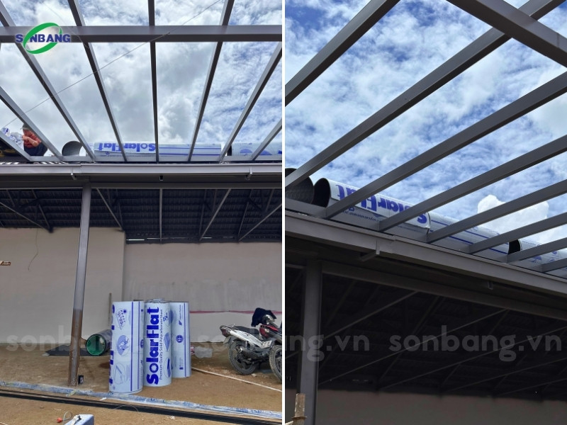bao gia tam poly dac 6 Poly Solarflat đặc nhám màu trà do Sơn Băng phân phối cho dự án quán cafe tại Lâm Đồng