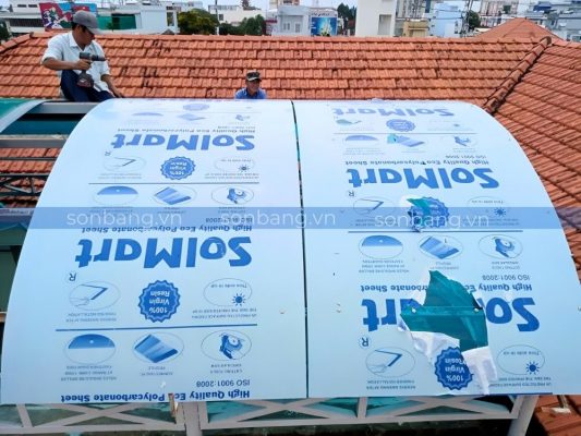 mai che poly cong trinh dan dung 2 Mái che Poly 3mm màu xanh Tosca tại Ban kinh tế Tây Ninh