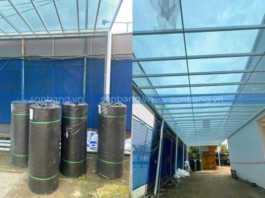 mai che poly cong trinh dan dung 7 Mái che Poly màu xám tại công trình