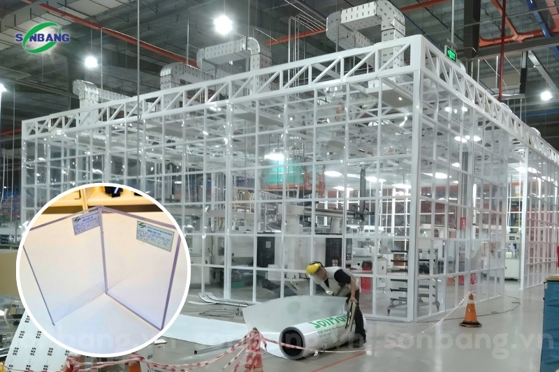Vách ngăn lấy sáng cho phòng lạnh bằng tấm Polycarbonate đặc