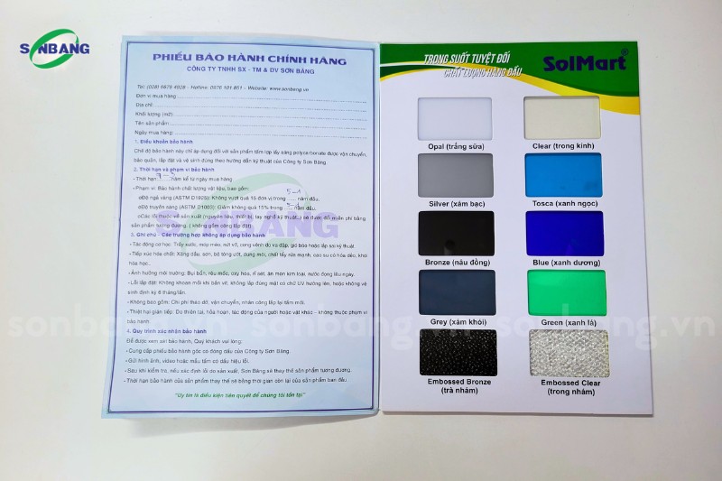 phan biet tam poly chinh hang 7 Phiếu bảo hành tấm Poly chính hãng tại Sơn Băng