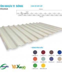 tôn nhựa PVC 11 sóng phủ ASA sản xuất và phân phối tại Sơn Băng