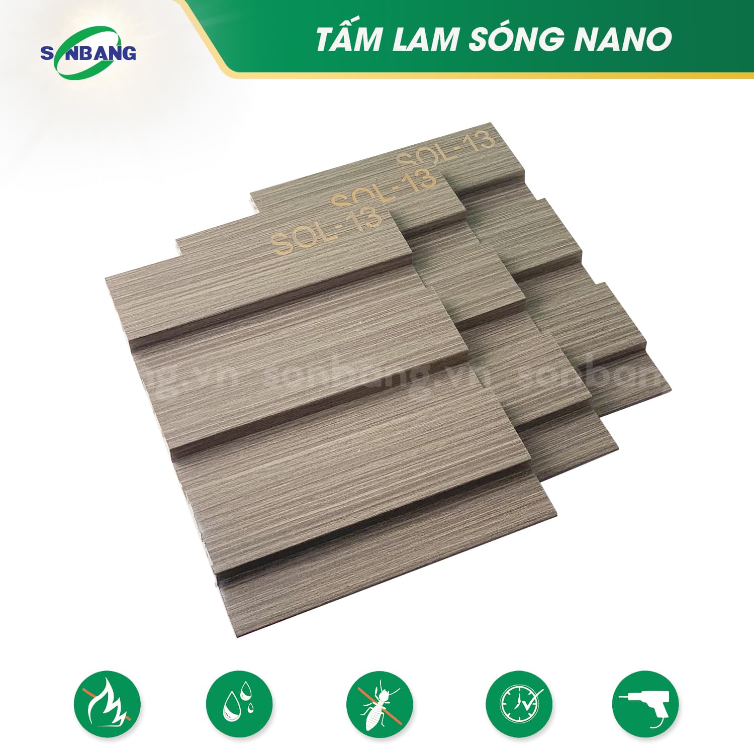 lam song go nhua nano 2 Lam sóng nhựa nano vân gỗ ốp tường, ốp trần 3 sóng SOL-13