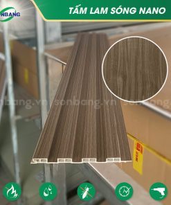 Tấm lam sóng nhựa nano vân gỗ 4 sóng ốp tường, ốp trần SOL-13