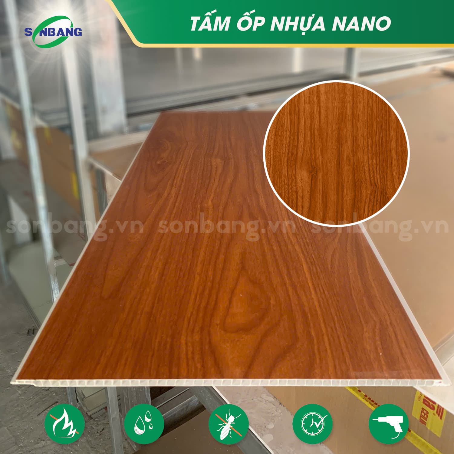 tam nano op tuong van go sol 11 Tấm nano ốp tường vân gỗ loại phẳng SOL-11